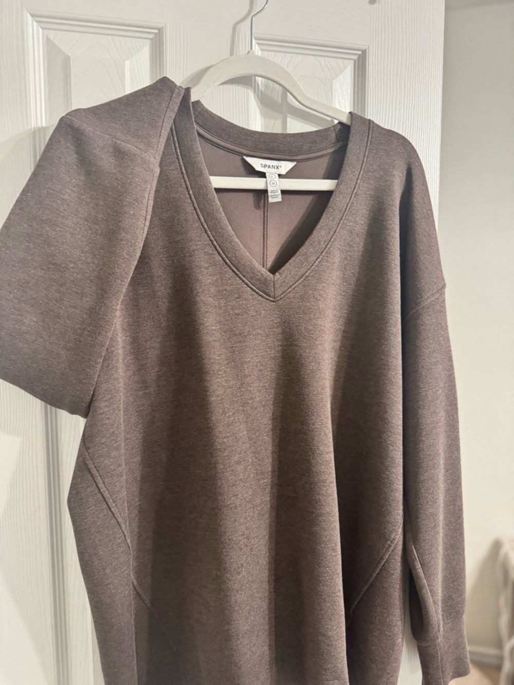 SPANX V-Neck Pullover and Leggings in Mauve Brown